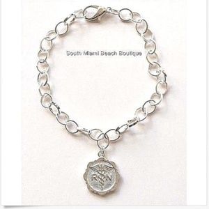 Nursing Caduceus RN Charm Bracelet Silver Plated Chain Link 8" Adjustable Gift